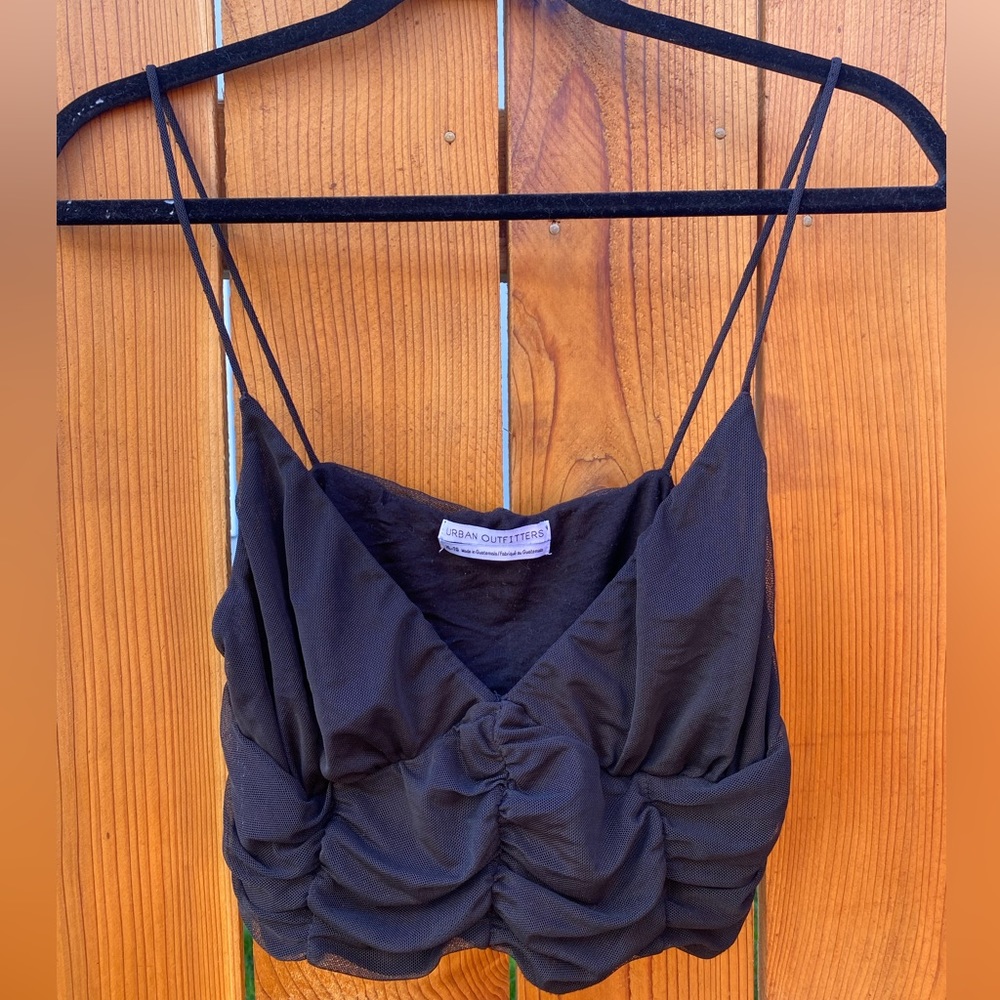 Urban Outfitters Ruched Black Crop Top Size XL